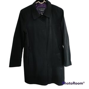 𝅺TOWNE Collection by London Fog women's straight black trench coat size S